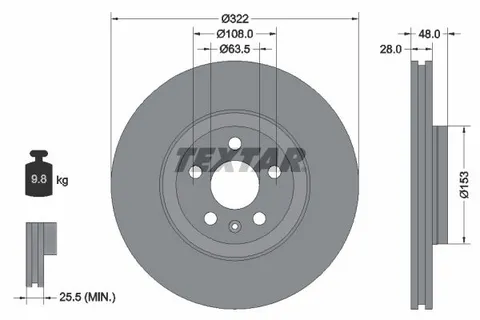DISK PREDNJI  322 x 28  5/108 - S90 II (17): 03.16-
