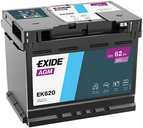 EK620-Akumulator Exide Start&Stop AGM Radial EK620 12V 62Ah D+ -Zamenski rezervni deo