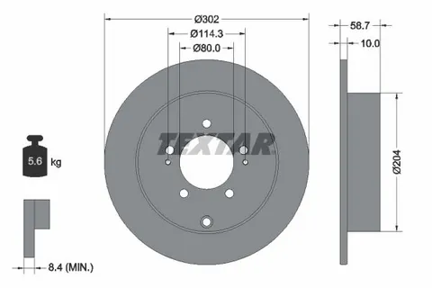 DISK ZADNJI  302 x 10  5/114 - OUTLANDER II/PEUGEOT 4007