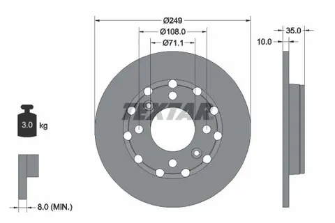 DISK ZADNJI BEZ LEŽ.249X10 - PSA
