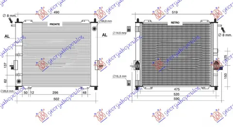 HLADNJAK MOTORA I KLIME 1.2 BENZIN (MANUELNI/AUTOMATSKI) (434x388) 03- (NISSENS)
