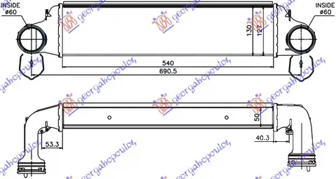 HLADNJAK INTERKULERA 2.0 TD 03-06 (54x130x50) (62-62)