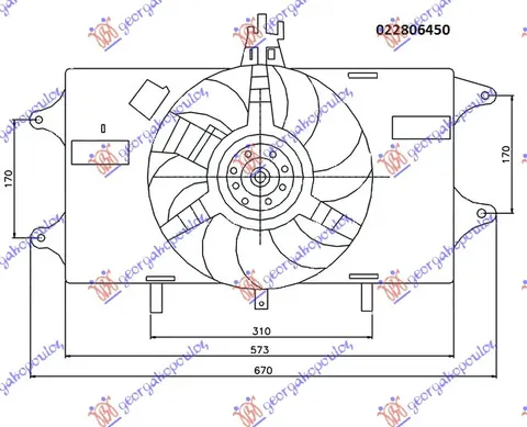 VENTILATOR KOMPLET (1.2 BENZIN) (-AC)