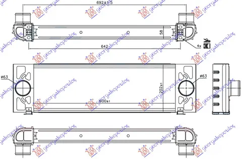 HLADNJAK INTERKULERA 2.2-3.2 TDCI (600x202x58)