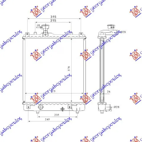 HLADNJAK MOTORA 1.0/1.2 (37.5x38) (OTVOREN SISTEM) VALEO (VALEO) (MADJARSKA)