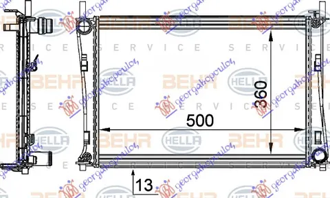HLADNJAK MOTORA 1.2/1.4/1.6 (+/-AC) (500x356) (MARELLI)