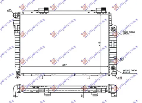 HLADNJAK MOTORA ZA SVE MODELE DIZEL (MAN/AUTO) (+AC) (61.5x42)