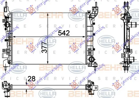 HLADNJAK MOTORA 1.4i 8V (+/-AC) (540x375x28) (MAHLE BEHR)