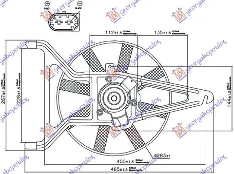 VENTILATOR HLADNJAKA KOMPLET (BENZIN) (-AC)