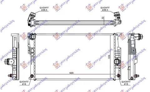 HLADNJAK MOTORA 1.5/2.0/3.0 (118i/ (125i N20 MOTOR) /135i) BENZIN (AUTO) (600x334x32) (NRF)
