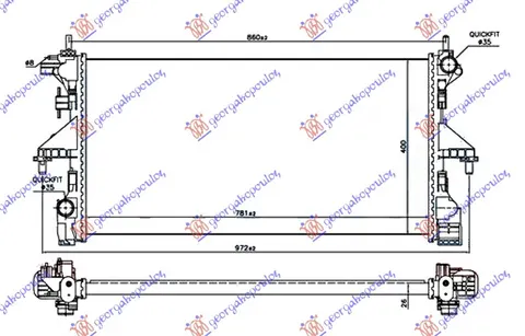 HLADNJAK MOTORA 2.3 JTD DIZEL (MAN) (+AC) (780x390) (MOTOR F1AE3481G) (VALEO)