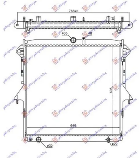 HLADNJAK MOTORA 2.2-/3.2 TDCi (MAN/AUTO) (605x640x16) (KOYO)