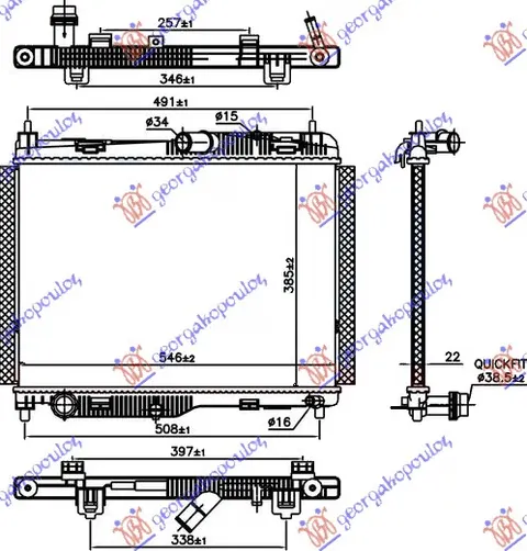 HLADNJAK MOTORA 1.0 EcoBoost BENZIN (AUTO) (385x545x22)