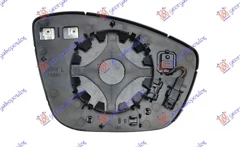 STAKLO RETROVIZORA SA GREJACEM (MRTAV UGAO) (2+2 PIN) (CONVEX GLASS)