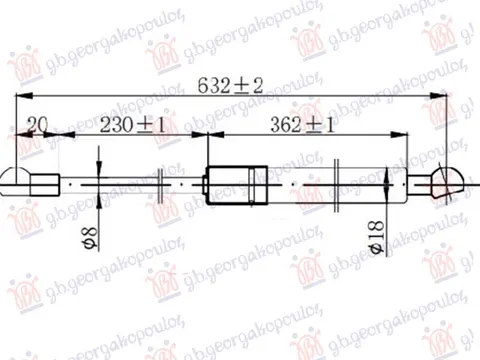 AMORTIZER GEPEK VRATA (632L-280N)