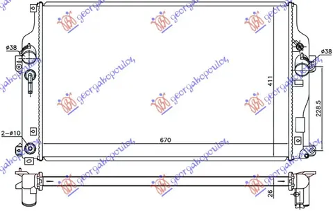 HLADNJAK MOTORA 2.2 D4D (AUTO) (670x430x27) (KOYO)