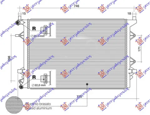 HLADNJAK MOTORA DODATNI 1.4 TSI/HIBRID BENZIN (628x441x16) (NRF)