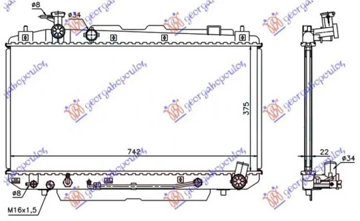 HLADNJAK MOTORA 2.0 16V (AUTO) (37.5x73.8x) (KOYO)