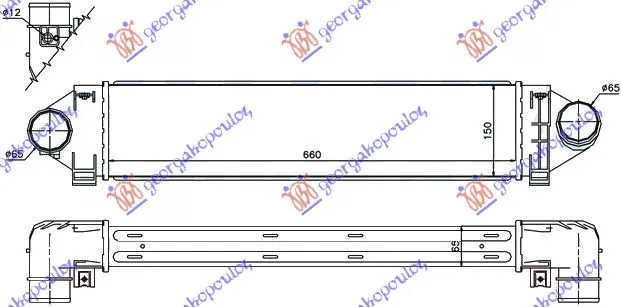 HLADNJAK INTERKULERA 2.5 ST225-RS305-RS350 BENZIN (660x150x65)