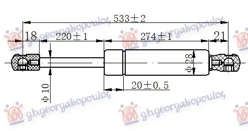 AMORTIZER GEPEK VRATA (533L-750N)