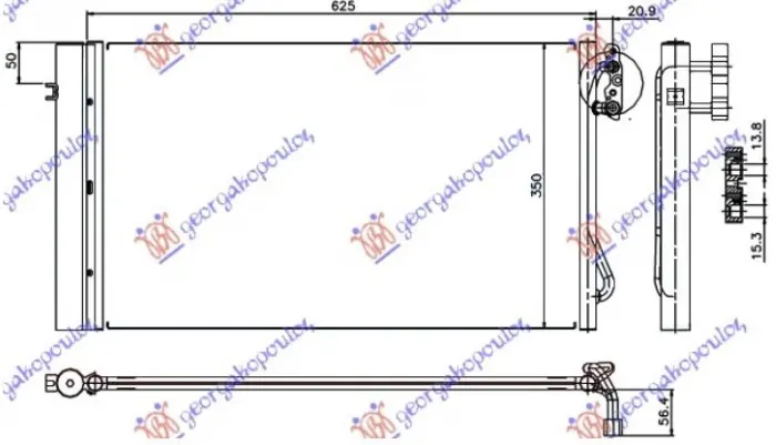 HLADNJAK KLIME 2.0/3.0 TURBO DIZEL (580x340x16) (KOYO)