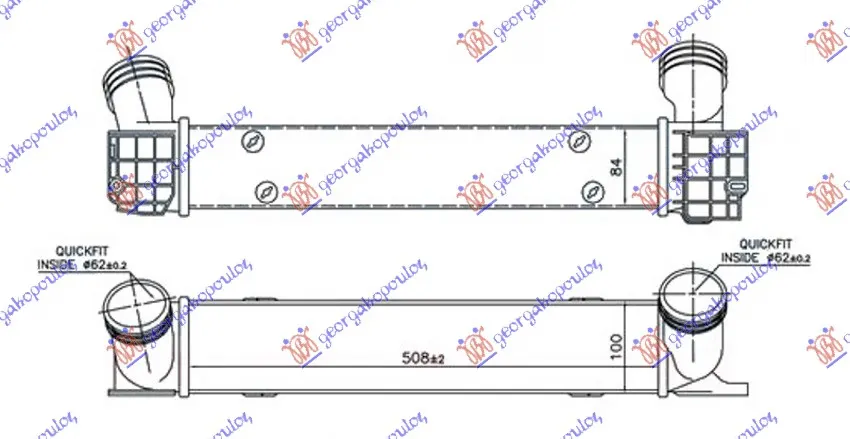 HLADNJAK INTERKULERA 2.0 (316D-318D-320D) DIZEL (510x100x84) CEV 62-62