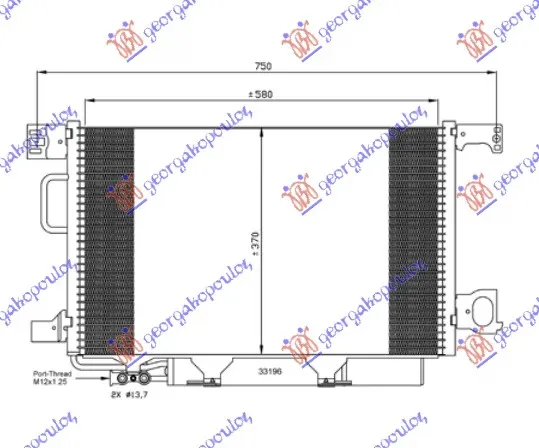 HLADNJAK KLIME BENZIN/DIZEL (590x375) VENTIL 12mm