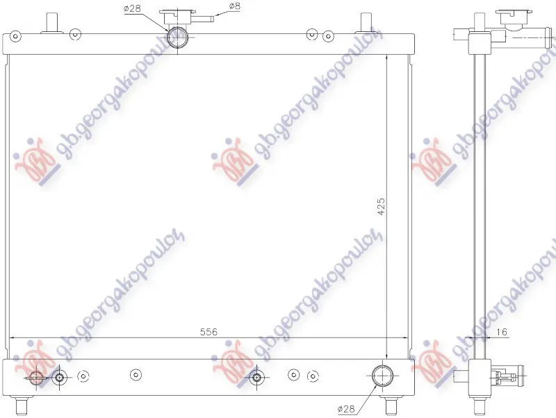 HLADNJAK MOTORA 1.5i 16V (MAN/AUTO) (42.5x55.5) (VALEO)