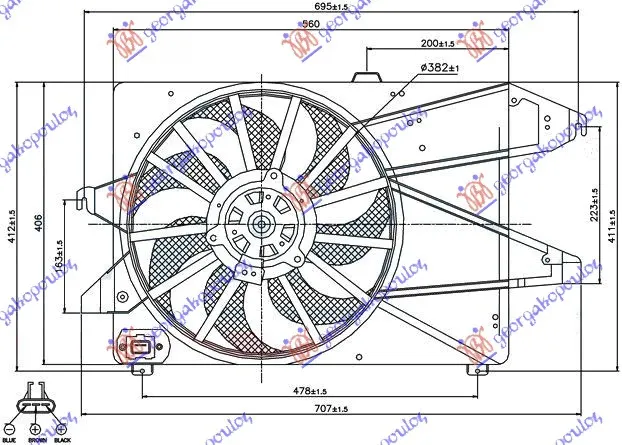 VENTILATOR HLADNJAKA KOMPLET (1.8/2.0 BENZIN) 02-07