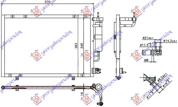 HLADNJAK KLIME BENZIN - 1.4 TDCi (530x350x16) 2011-