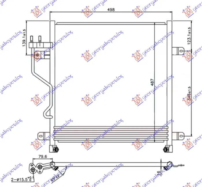 HLADNJAK KLIME 2.5/2.8 CRD DIZEL (AUTO) (460x480x16) 2005-