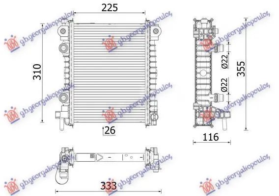 HLADNJAK MOTORA DODATNI 2.0/2.9 BENZIN (225x310x26)