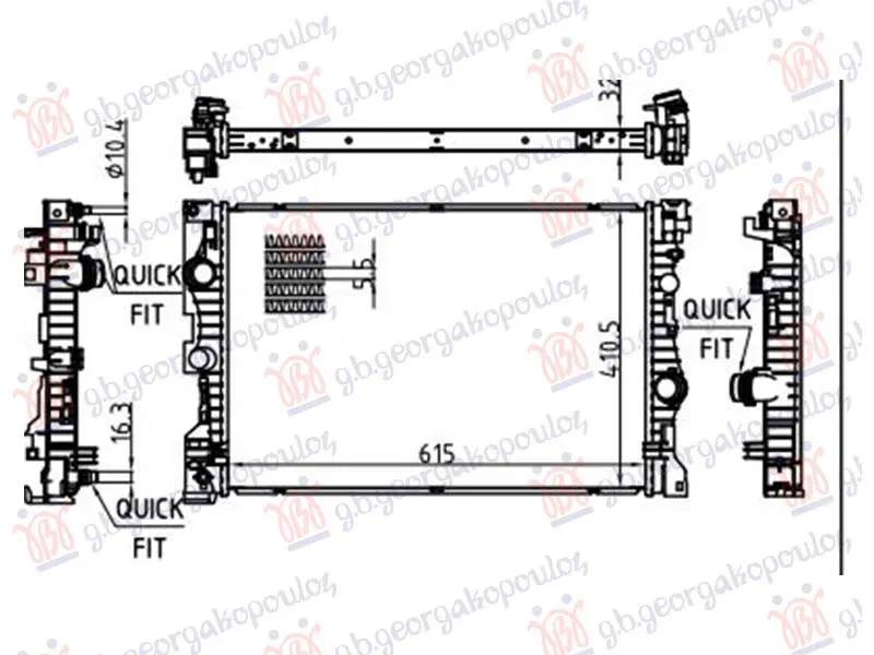 HLADNJAK MOTORA 2.0/3.0 DIZEL/HIBRID (AUTO) (615x410) (NISSENS)