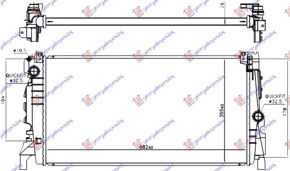 HLADNJAK MOTORA 1.5 (225xe) HIBRID/BENZIN (AUTO) (680x350x26) (NRF)