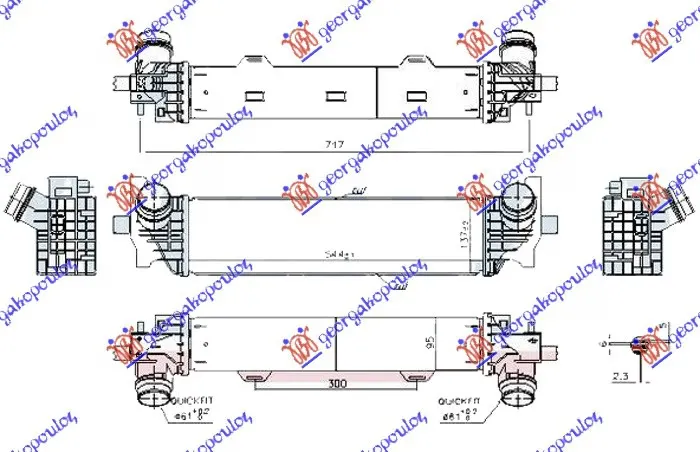 HLADNJAK INTERKULERA 2.0/3.0 DIZEL (544x137x95) (VALEO)