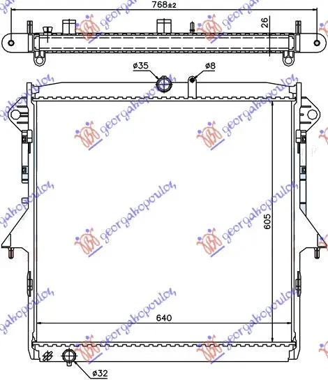 HLADNJAK MOTORA 2.5 BENZIN (MAN/AUTO) (605x640) (KOYO)