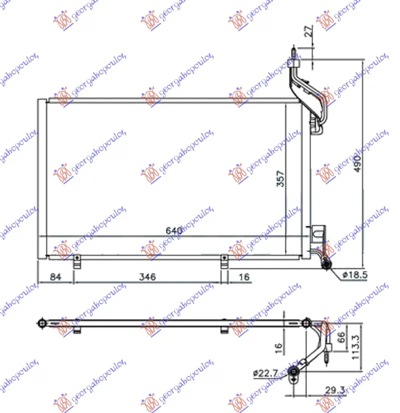 HLADNJAK KLIME 1.6 EcoBoost BENZIN (620x350x16) CEVI 22/18mm