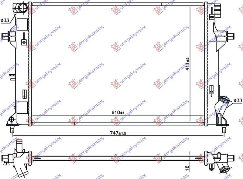 HLADNJAK MOTORA 1.4/1.6 Mpi BENZIN (MAN) (610x411x16) (NRF)
