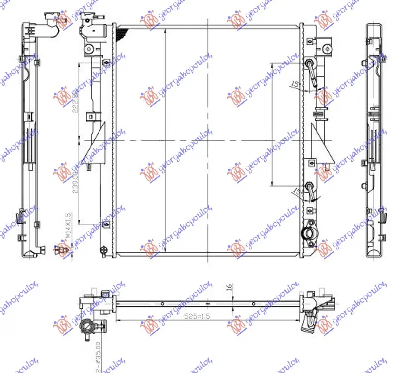 HLADNJAK MOTORA 2.4 DI-D DIZEL (AUTO) (4N15) (525x643x16) (KOYO)
