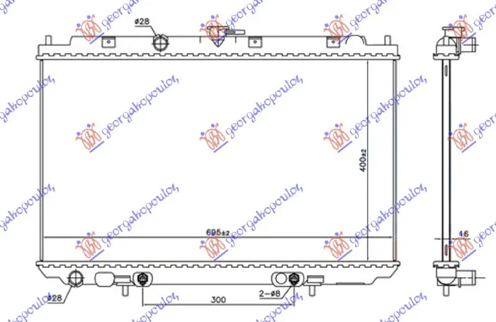 HLADNJAK MOTORA 1.8 BENZIN (AUTO) (400x695x16)