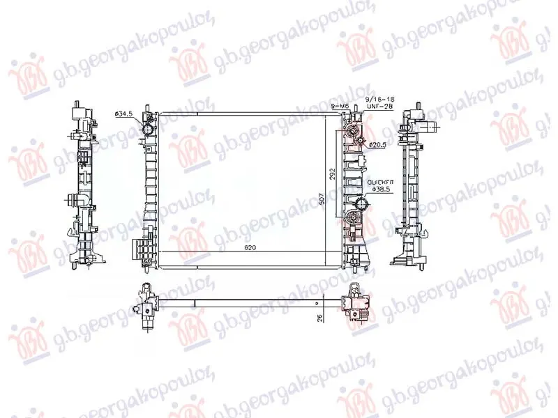 HLADNJAK MOTORA 1.7 DTi/CDTi DIZEL (AUTO) (620x510x26) (NRF)