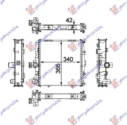 HLADNJAK MOTORA 2.7/2.9-S/3.2-S/3.4 BENZIN (340x366x42)