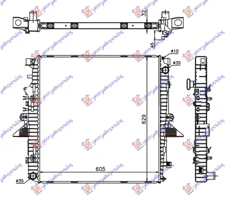 HLADNJAK MOTORA 4.0i V6 4.4i V8 DIZEL (MAN/AUTO) (605x620x32)