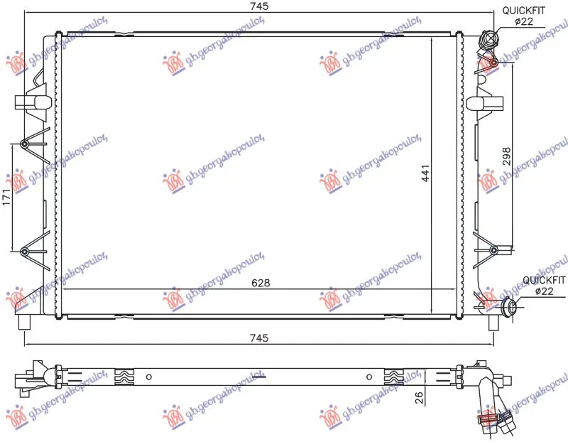 HLADNJAK MOTORA DODATNI 2.0 TDi DIZEL (630x440x26) (NRF)