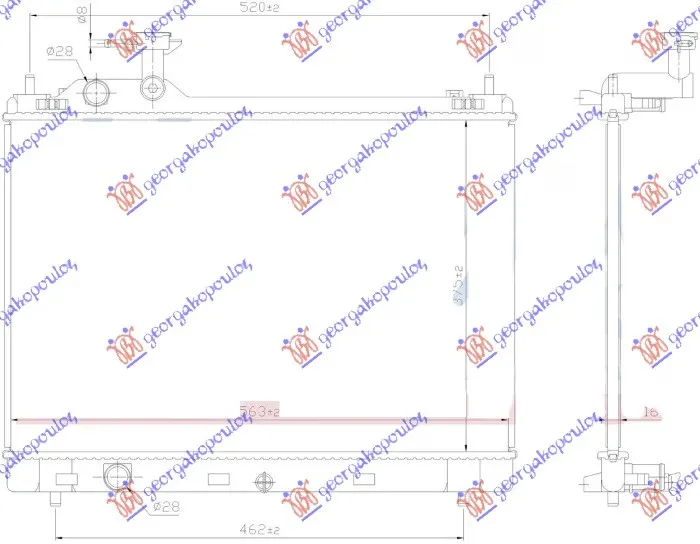HLADNJAK MOTORA 1.2 BENZIN (400x540) (KOYO)