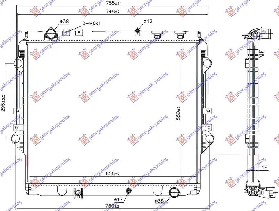 HLADNJAK MOTORA 2.4 D DIZEL (MAN) (550x650x27)