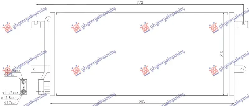 HLADNJAK KLIME BENZIN/DIZEL (683x308x16)