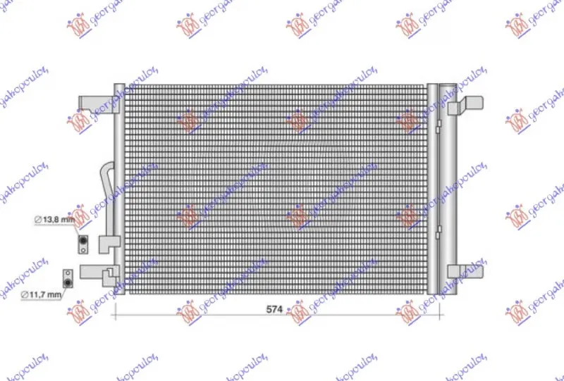 HLADNJAK KLIME 1.4/1.5/2.0 TSI BENZIN - 2.0 TDI DIZEL (576x388) (NISSENS)